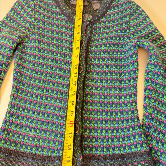 Liz Claiborne Sweater Cardigan Long Sleeve Weaved Black Pink Green Blue S - Picture 4 of 5